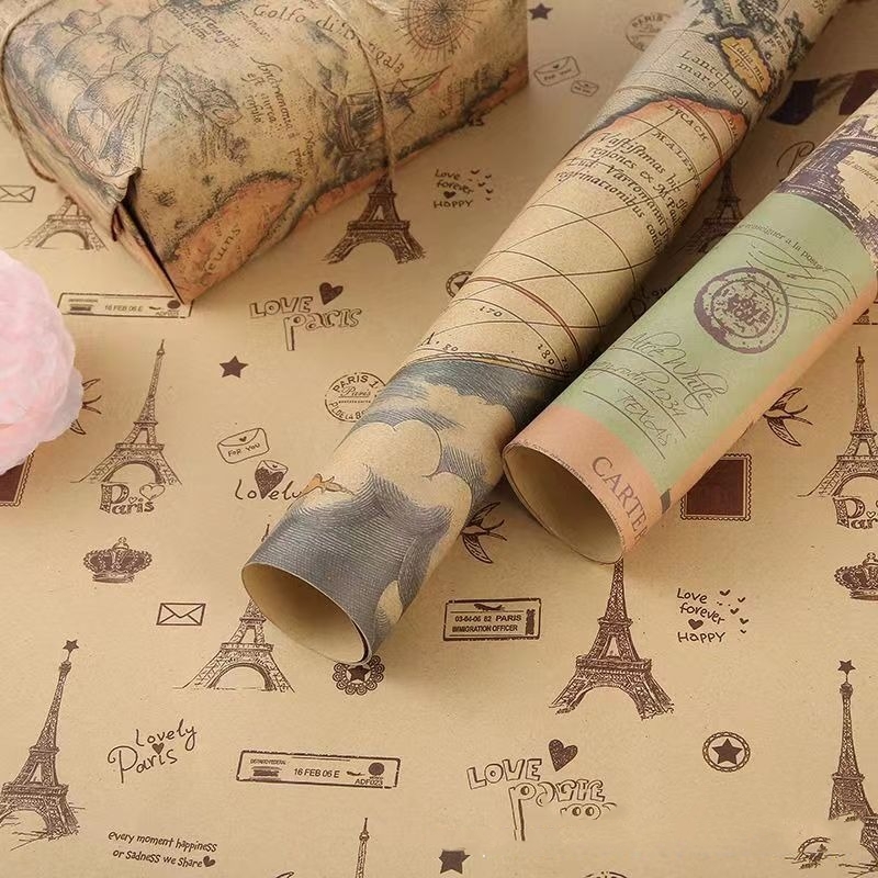 빈티지 신문 포장지 대형 시트 레트로 책 표지 꽃다발용 - Flower Wrap Kraft 리뷰 및 가격