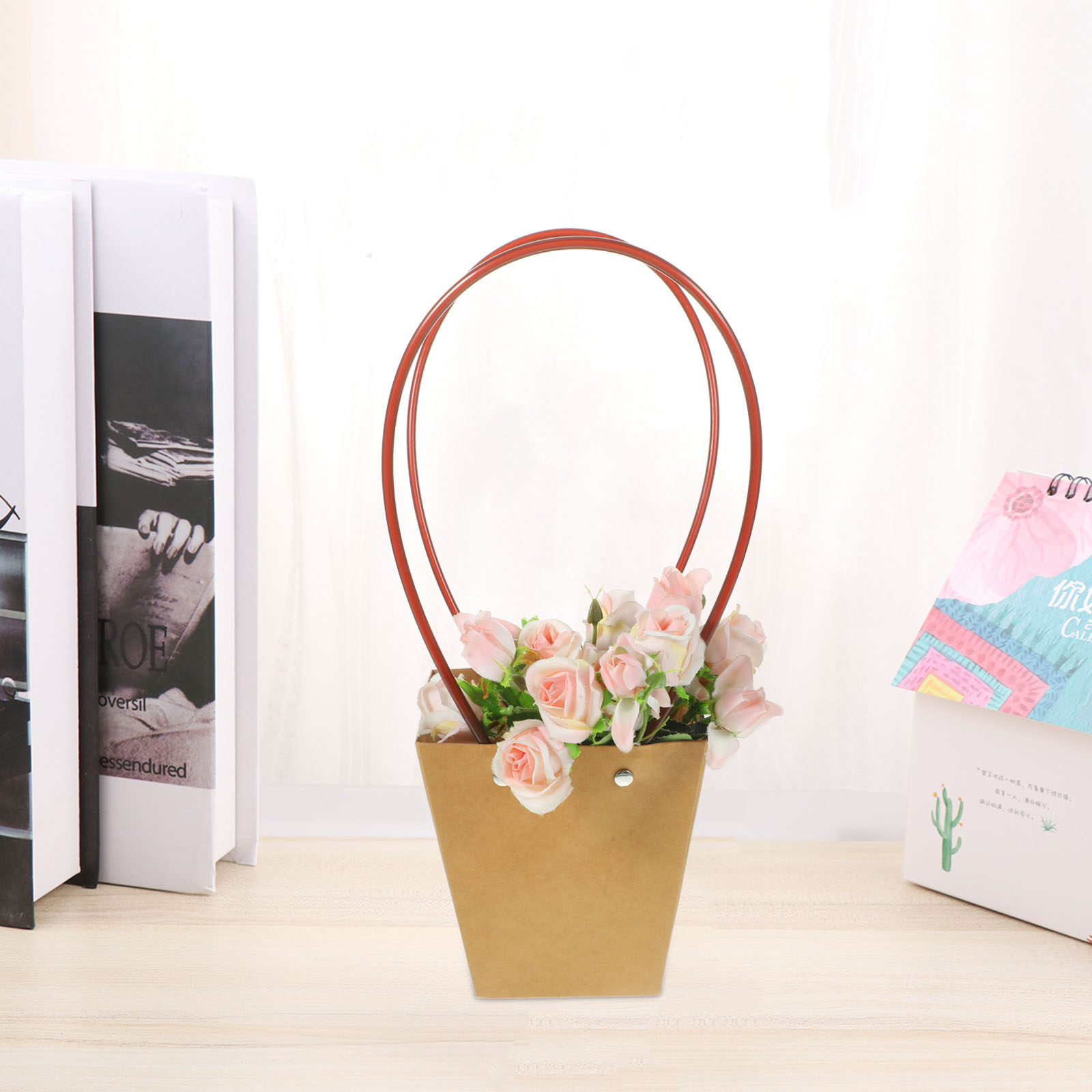 6Pcs 방수 크래프트 종이 꽃 선물 가방 휴대용 손잡 - Flower Wrap Kraft 리뷰 및 가격