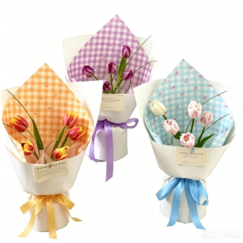 로즈 그리드 프린트 두꺼운 흰색 크라프트 꽃무늬 포장지 - Flower Wrap Kraft 리뷰 및 가격