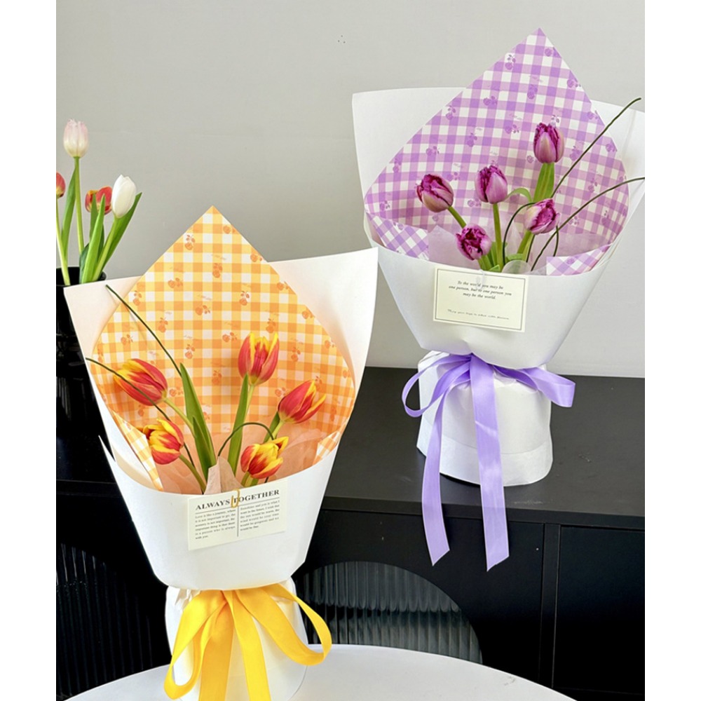 로즈 그리드 프린트 두꺼운 흰색 크라프트 꽃무늬 포장지 - Flower Wrap Kraft 리뷰 및 가격