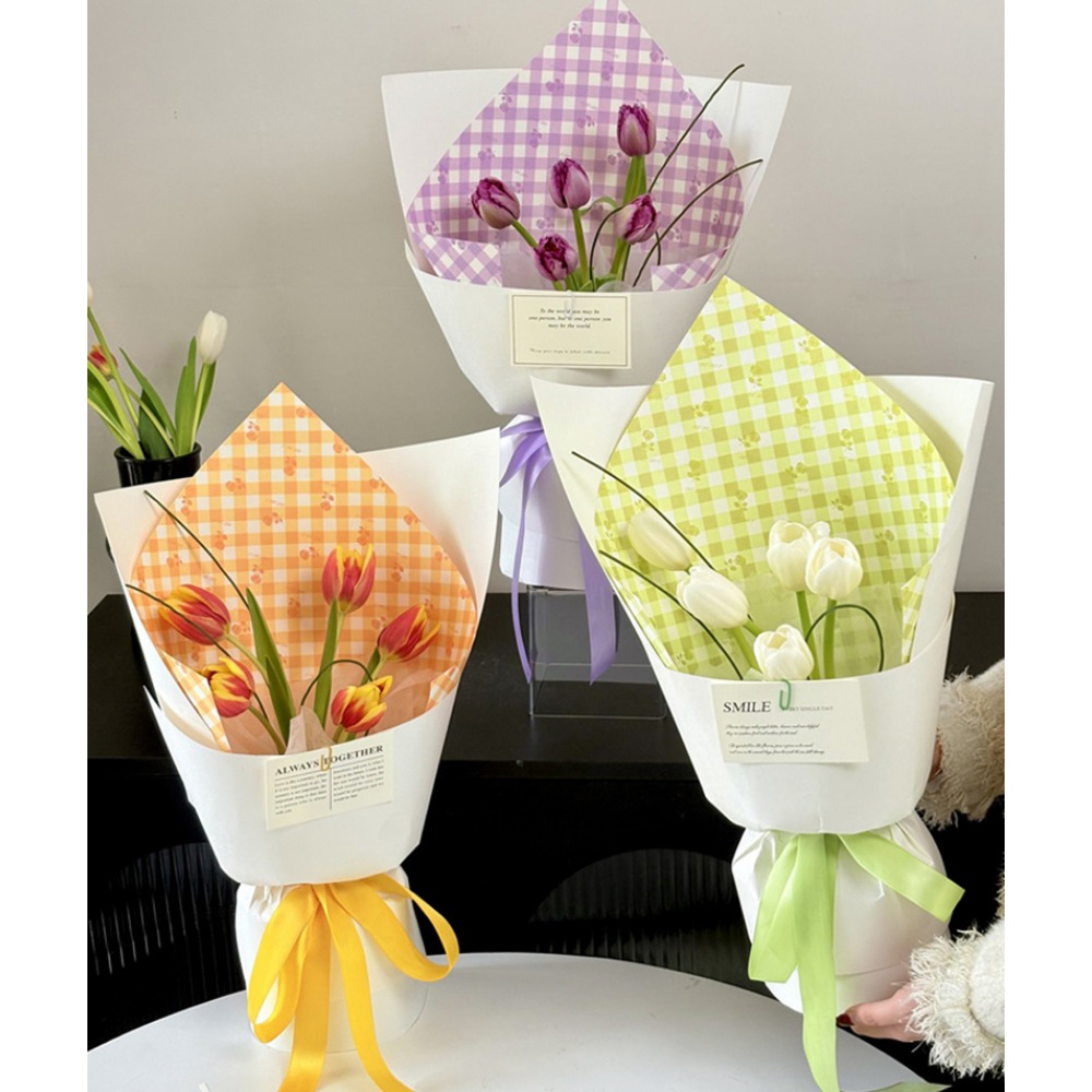로즈 그리드 프린트 두꺼운 흰색 크라프트 꽃무늬 포장지 - Flower Wrap Kraft 리뷰 및 가격