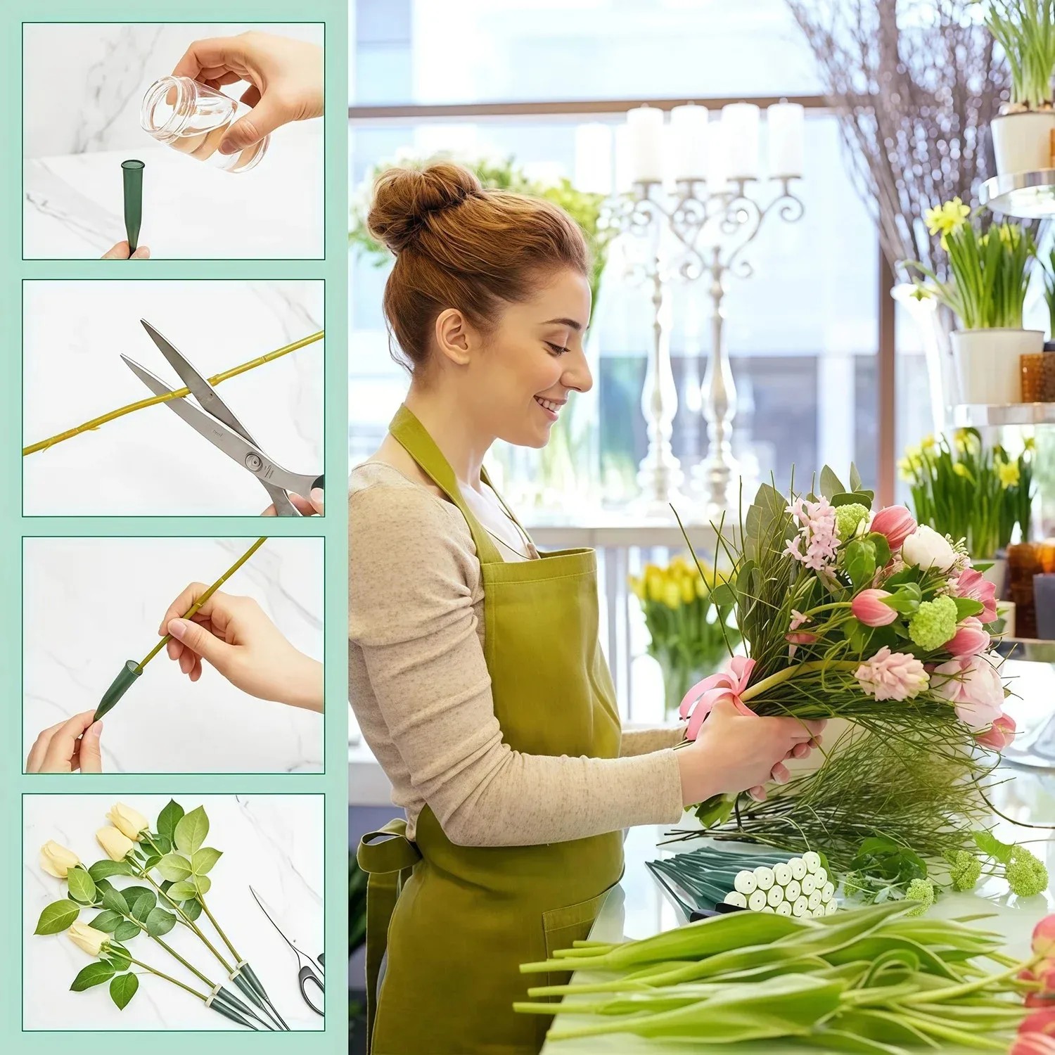 고품질 60개 꽃병용 물통(고무 캡 포함) 신선한 꽃을 - Quality Florist Supply 리뷰 및 가격